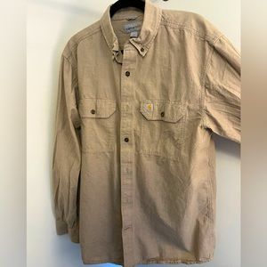 Carhartt Men’s Relaxed Fit Casual Button Down Shirt, Size: L